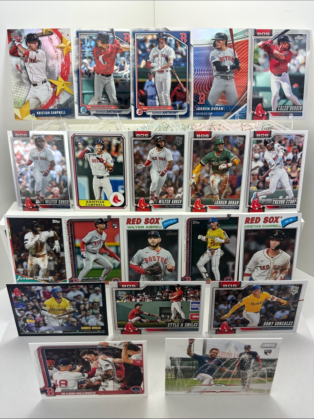 2 Roman Anthony Rookies + Jarren Duran Chrome Rivals/Cambell Red Sox lot of 21